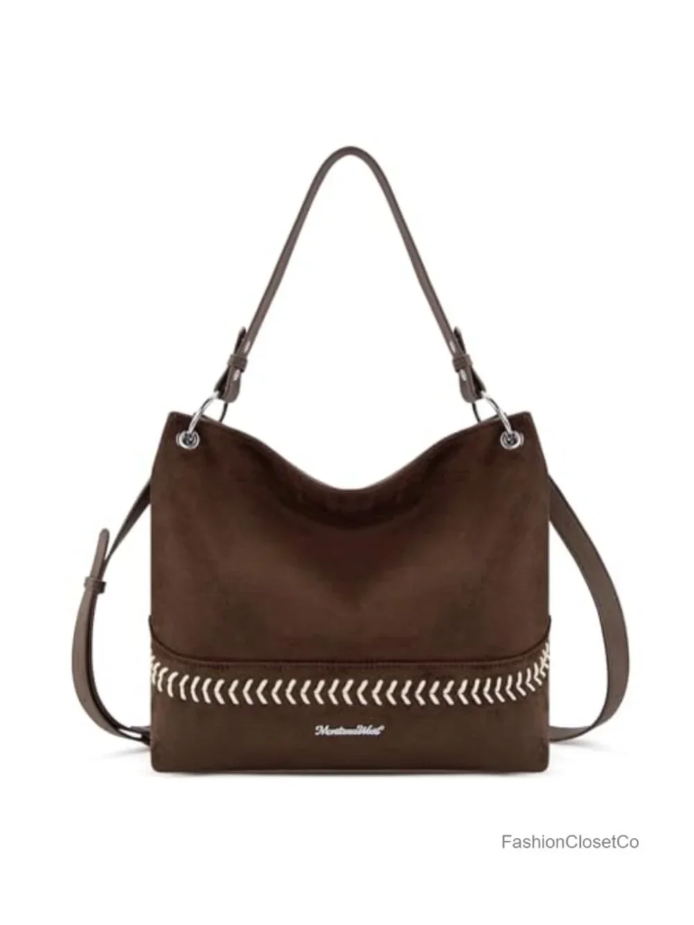 Faux Suede Hobo Bag with Back Pocket Crossbody Shoulder Handbag